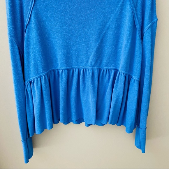 Free People Pullover Long Sleeve Crop Top Blue Sz Small - Picture 6 of 9